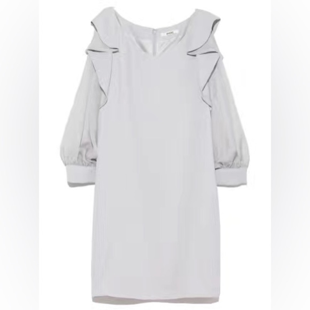 SNIDEL Elegant Gray Blue Ruffle Sleeve Dress